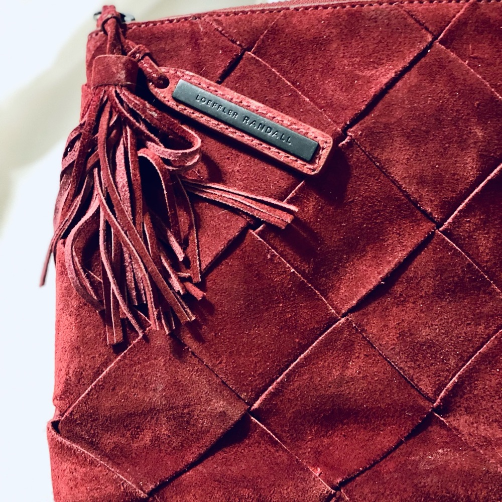 NWOT Loeffler Randall Tassel Pouch Rust Red